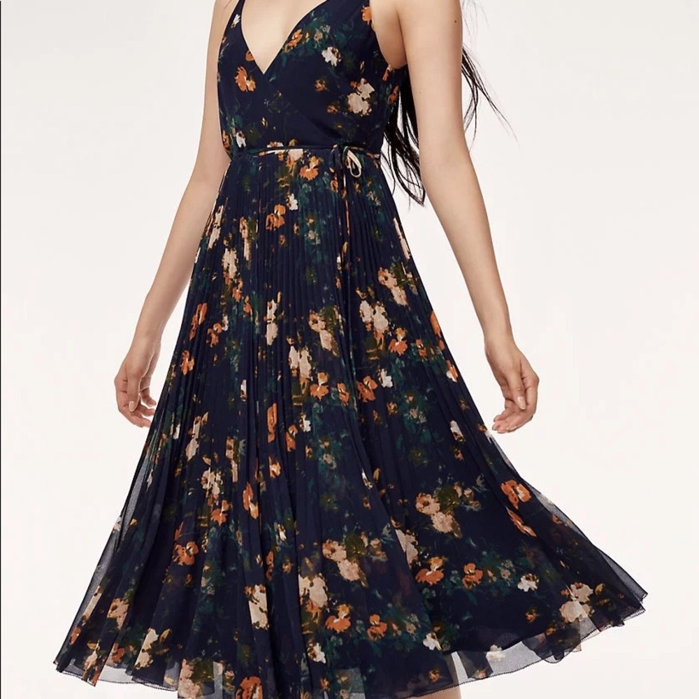 Aritzia Beaune Dress, Navy and Orange Floral
